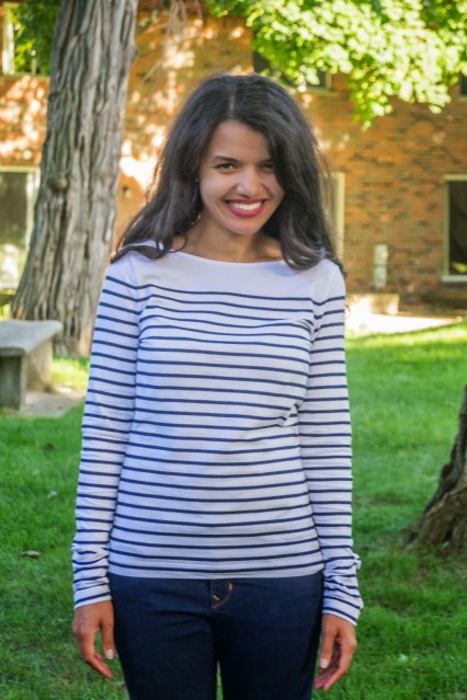 H&M Kate Middleton blue and white stripe shirt